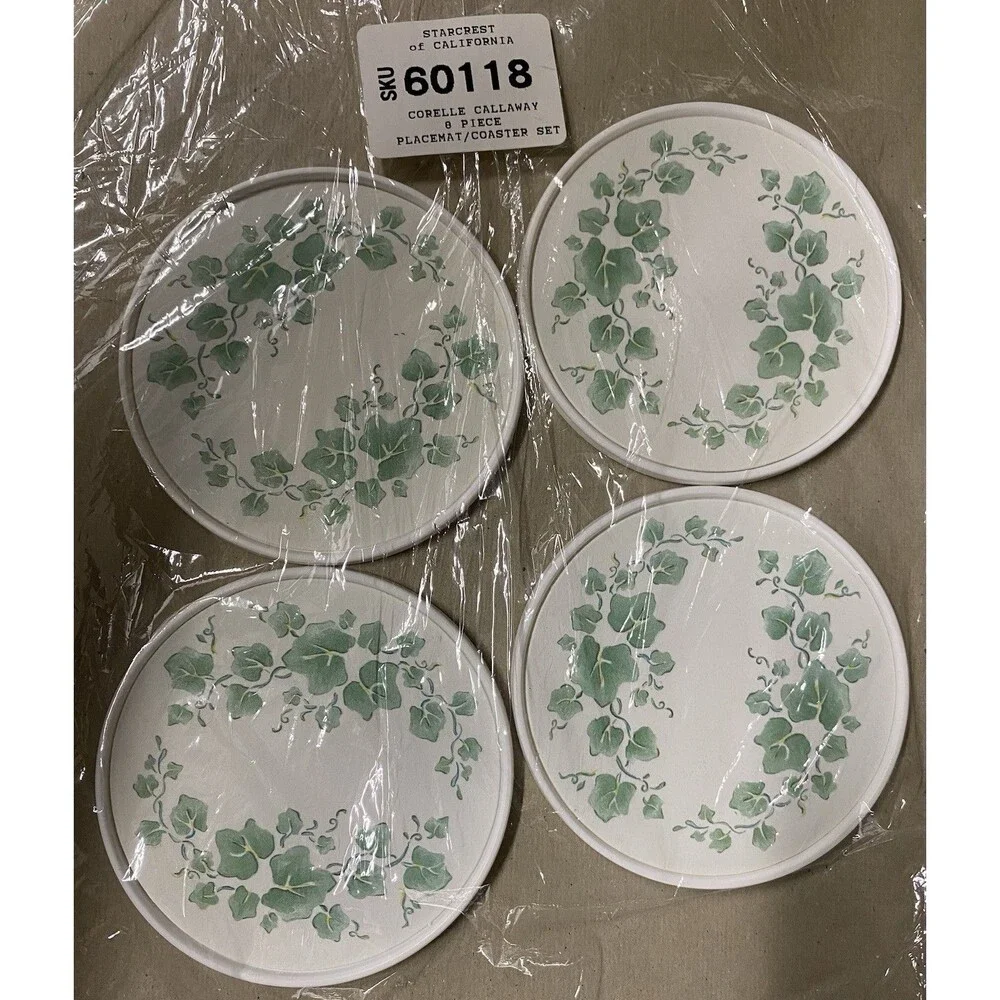 Vtg Corelle Corning Coordinates Callaway Ivy Coasters & Reversible Placemats NEW